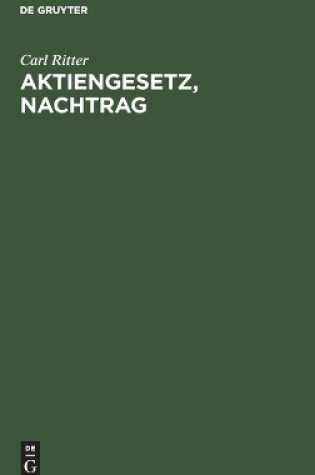Cover of Aktiengesetz, Nachtrag