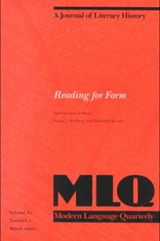 Cover of Reading for Form