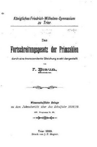 Cover of Das Fortschreitungsgesetz der Primzahlen