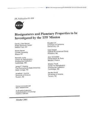 Book cover for Biosignatures and Planetary Properties to Be Investigated by the Tpf Mission