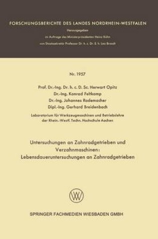 Cover of Untersuchungen an Zahnradgetrieben Und Verzahnmaschinen