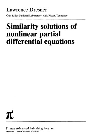 Cover of Similarity Solutions of Nonlinear Partial Differential Equations
