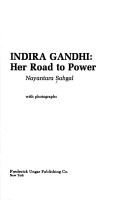 Book cover for Indira Gandhi, Her Road to Power