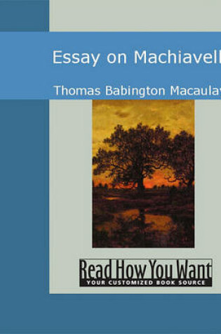 Cover of Essay on Machiavelli