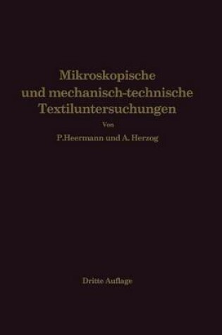 Cover of Mikroskopische und mechanisch-technische Textiluntersuchungen