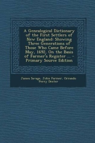 Cover of A Genealogical Dictionary of the First Settlers of New England