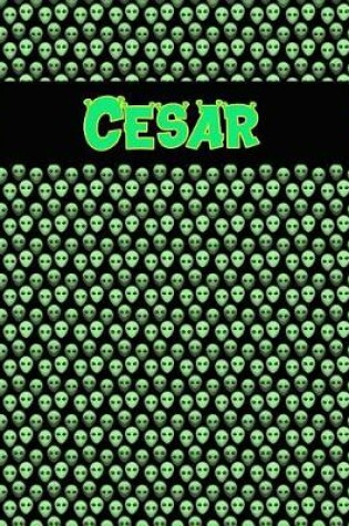 Cover of 120 Page Handwriting Practice Book with Green Alien Cover Cesar