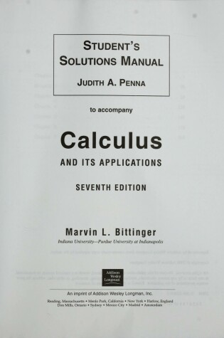 Cover of Student's Solutions Manual