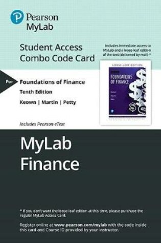 Cover of Mylab Finance with Pearson Etext -- Combo Access Card -- For Foundations of Finance