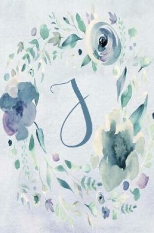 Cover of Notebook 6"x9", Letter J - Blue Purple Floral Design