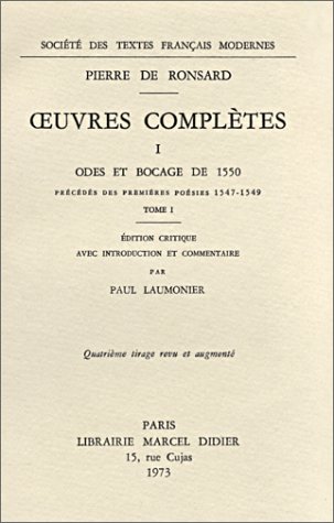 Cover of Tome I - Odes Et Bocage de 1550, Precedes Des Premieres Poesies (1547-1549)