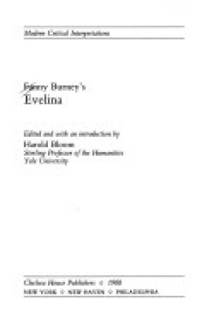 Cover of Fanny Burney's Evelina