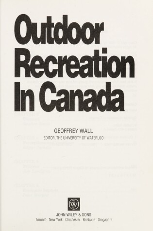 Cover of Outdoor Recreation in Canada