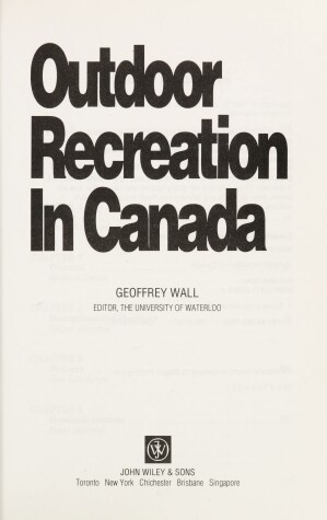 Book cover for Outdoor Recreation in Canada