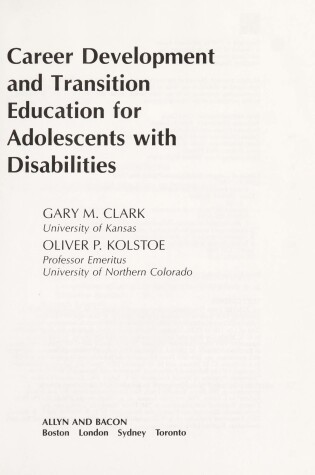 Cover of Career Development and Transition Education for Adolescents with Disabilities