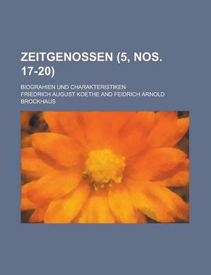 Book cover for Zeitgenossen; Biograhien Und Charakteristiken (5, Nos. 17-20)