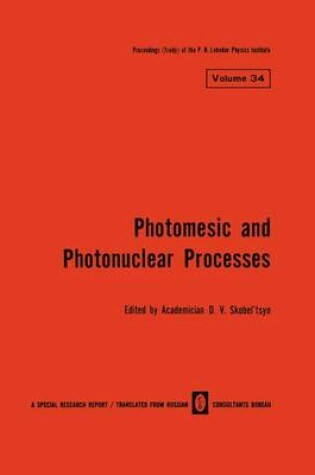 Cover of Photonuclear and Photomesic Processes