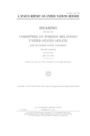 Cover of A status report on United Nations reform