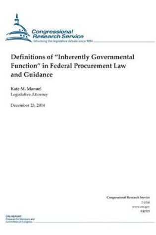 Cover of Definitions of "Inherently Governmental Function" in Federal Procurement Law and Guidance