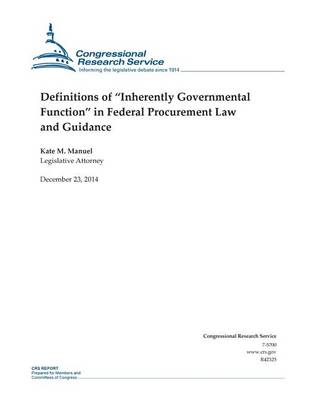 Cover of Definitions of "Inherently Governmental Function" in Federal Procurement Law and Guidance