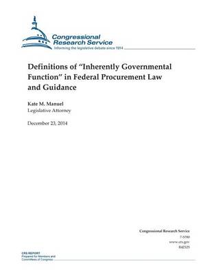 Book cover for Definitions of "Inherently Governmental Function" in Federal Procurement Law and Guidance