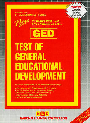 Book cover for TEST OF GENERAL EDUCATIONAL DEVELOPMENT (GED)