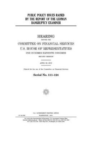 Cover of Public policy issues raised by the report of the Lehman bankruptcy examiner