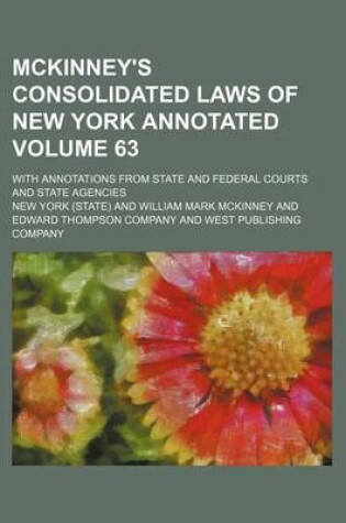 Cover of McKinney's Consolidated Laws of New York Annotated Volume 63; With Annotations from State and Federal Courts and State Agencies