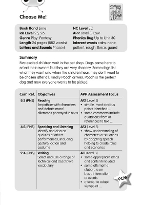 Cover of BC JD Plays Lime/3C Choose Me Guided Reading Card