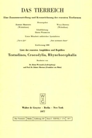 Cover of Liste Der Rezenten Amphibien Und Reptilien. Testudines, Crocodylia, Rhynchocephalia