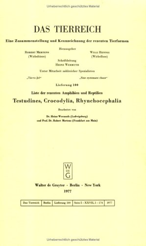 Book cover for Liste Der Rezenten Amphibien Und Reptilien. Testudines, Crocodylia, Rhynchocephalia