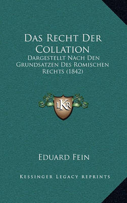 Book cover for Das Recht Der Collation