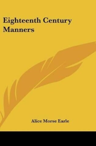 Cover of Eighteenth Century Manners