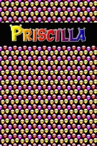 Cover of 120 Page Handwriting Practice Book with Colorful Alien Cover Priscilla