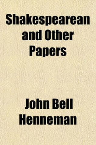 Cover of Shakespearean and Other Papers