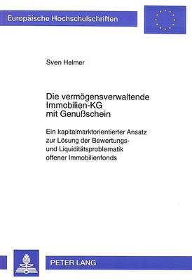 Book cover for Die Vermoegensverwaltende Immobilien-Kg Mit Genussschein