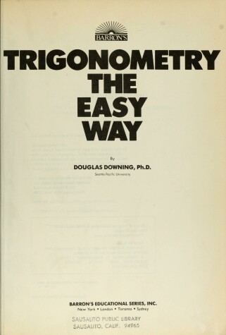 Book cover for Trigonometry the Easy Way