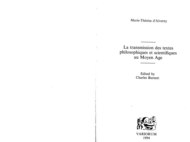 Cover of La Transmission des Textes Philosophiques et Scientifiques au Moyen Age