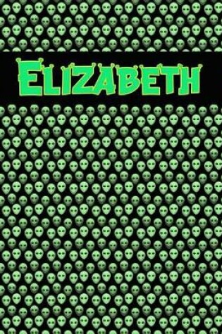 Cover of 120 Page Handwriting Practice Book with Green Alien Cover Elizabeth