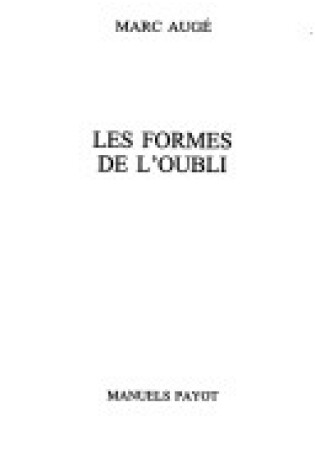 Cover of Les Formes de L'Oubli
