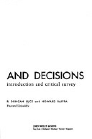 Cover of Games and Decisions