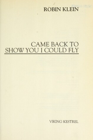 Cover of Came Back to Show You I Could Fly