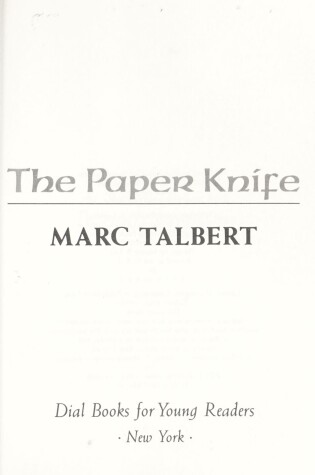 Cover of Talbert Marc : Paper Knife (Hbk)