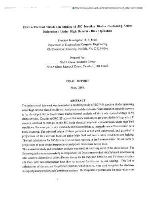 Book cover for Electro-Thermal Simulation Studies of Sic Junction Diodes Containing Screw Dislocations Under High Reverse-Bias Operation