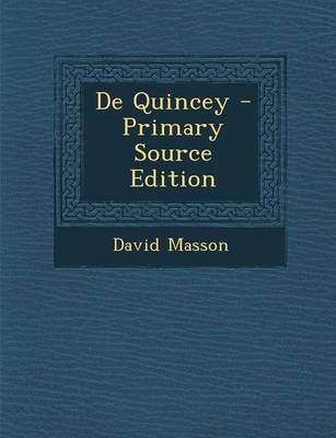 Book cover for de Quincey