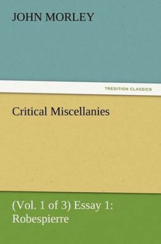 Cover of Critical Miscellanies (Vol. 1 of 3) Essay 1