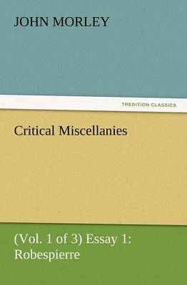 Book cover for Critical Miscellanies (Vol. 1 of 3) Essay 1