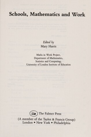 Cover of Schools, Mathematics and Work