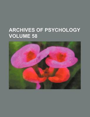 Book cover for Archives of Psychology Volume 58