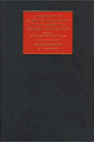 Cover of A Hand-List of Rabbinic Manuscripts in the Cambridge Genizah Collections: Volume 1